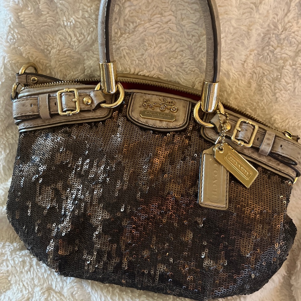 Coach hand bag (brown sequence)